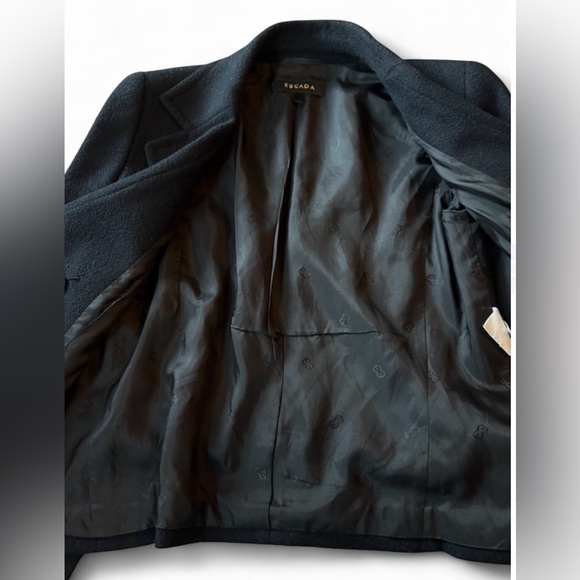 Vintage Escada Wool Cashmere Double Breasted Belted Blazer EU 36 Black Designer - Picture 5 of 12